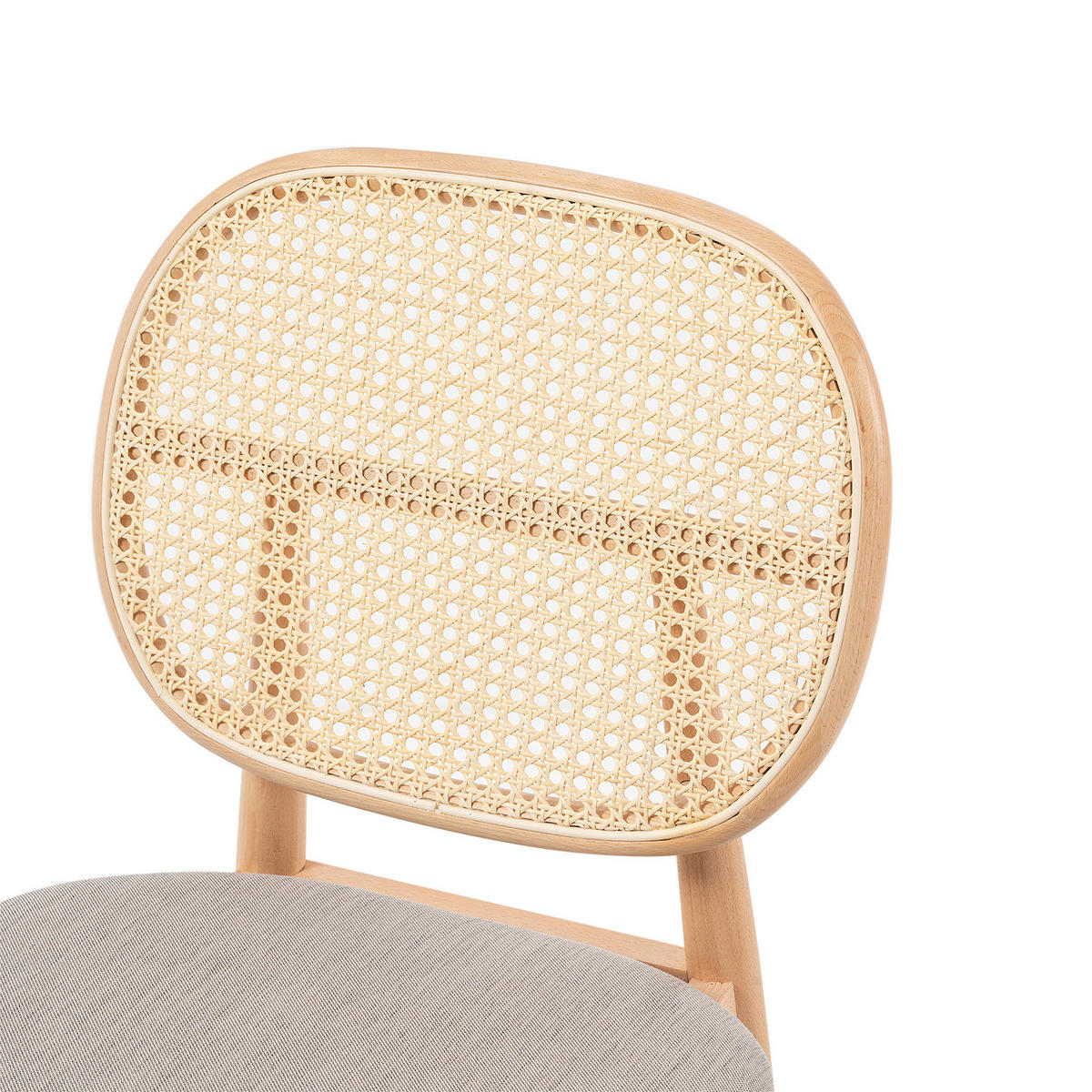 ESSZIMMERSTUHL - 2er-Set, Rattan & Webstoff / Buche massiv - Cappuccino, Naturmaterialien (55/84/48cm) - home24