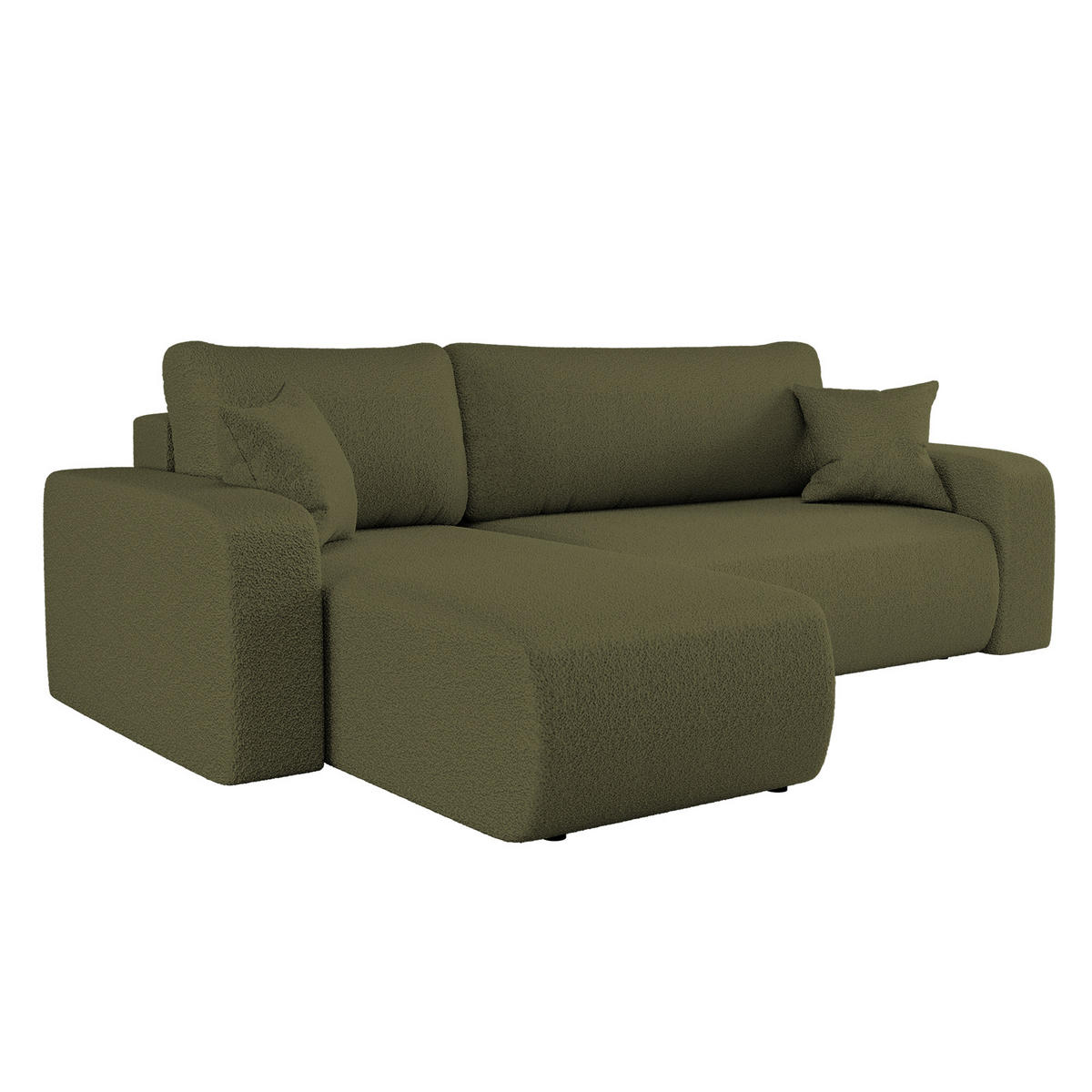 ECKSOFA L-FORM Schlaffunktion Und Bettkasten Eckcouch MILANO L Stoff Quelle Olive Links - Olivgrün, Holz/Textil (142/244cm) - Kaiser Möbel