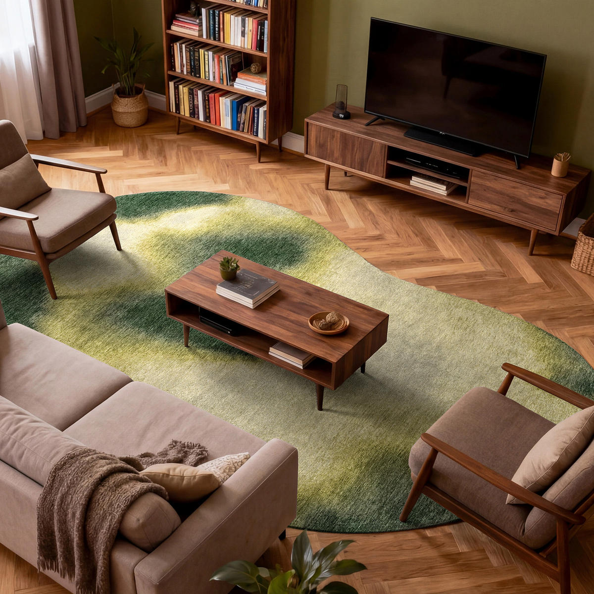 PREPROGA Aquarelle Leaf 235/340 cm - zelena, umetna masa/tekstil (235/340cm) - Louis De Poortere