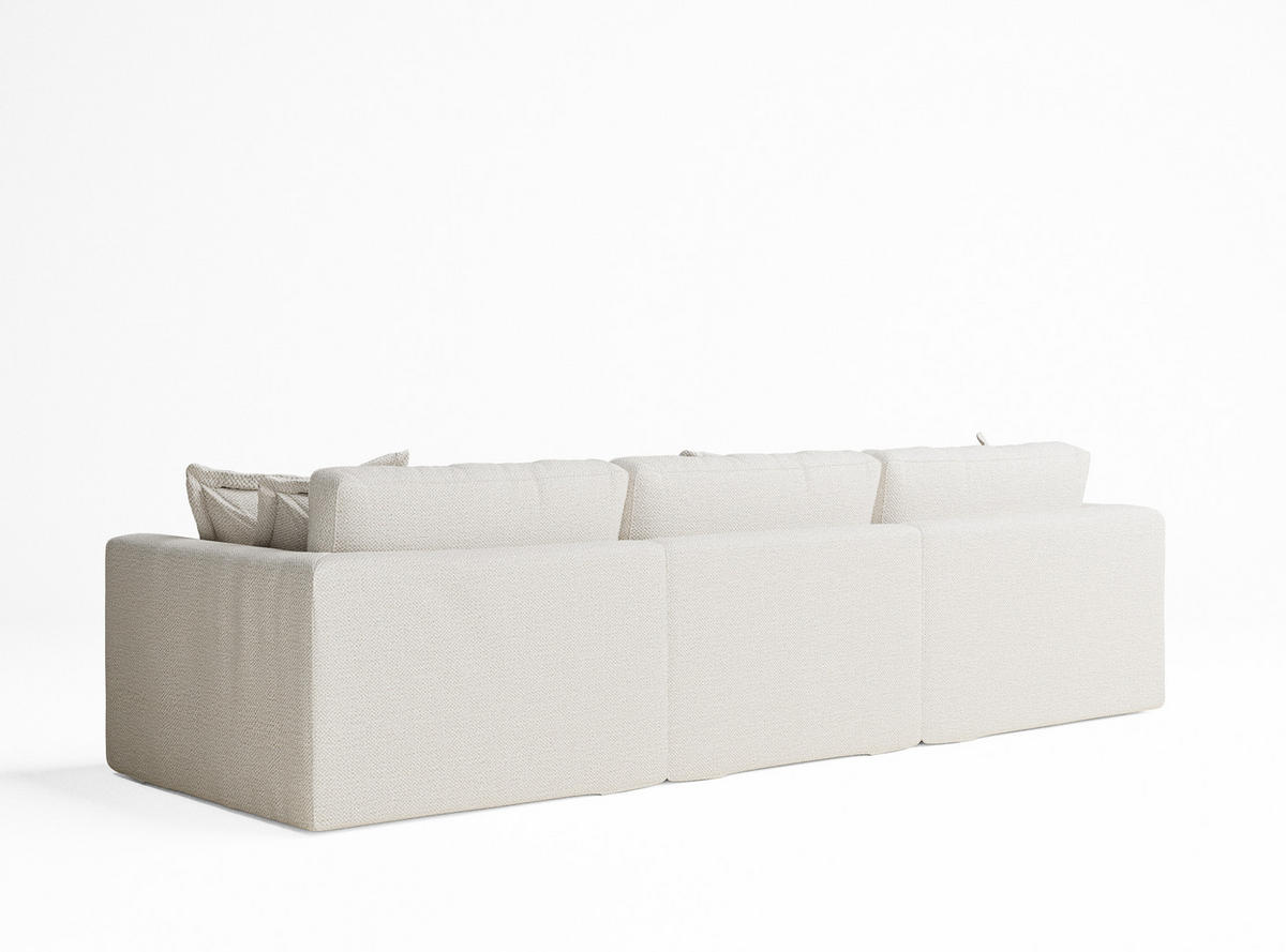 6-SITZER SOFA Amalfi Creme Chenille-Stoff - Creme/Schwarz, Holz/Holzwerkstoff (338/90/119cm) - Maison de Reve