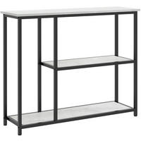KONSOLENTISCH aus Holzwerkstoff und Stahl 100x30x80 cm Weiß mit 2 Ablagen und Kippschutz - Weiß, Metall (30/100/80cm) - Modfu