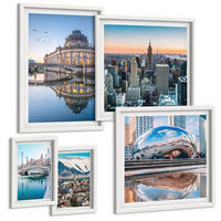 BILDER SET 5er Set - 50x50 cm & 20x30 cm & 40x60 cm Weißer Rahmen - Architektur von Städten am Wasser - Weiß, Kunststoff (40/60cm) - TULUP