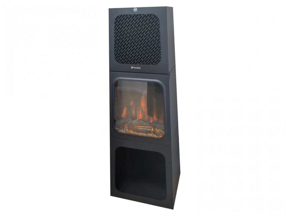 ELEKTROKAMIN Schwarz Bodenmodell mit integrierter Heizung 1800 W - Schwarz, Glas (45/120/35cm) - Purline