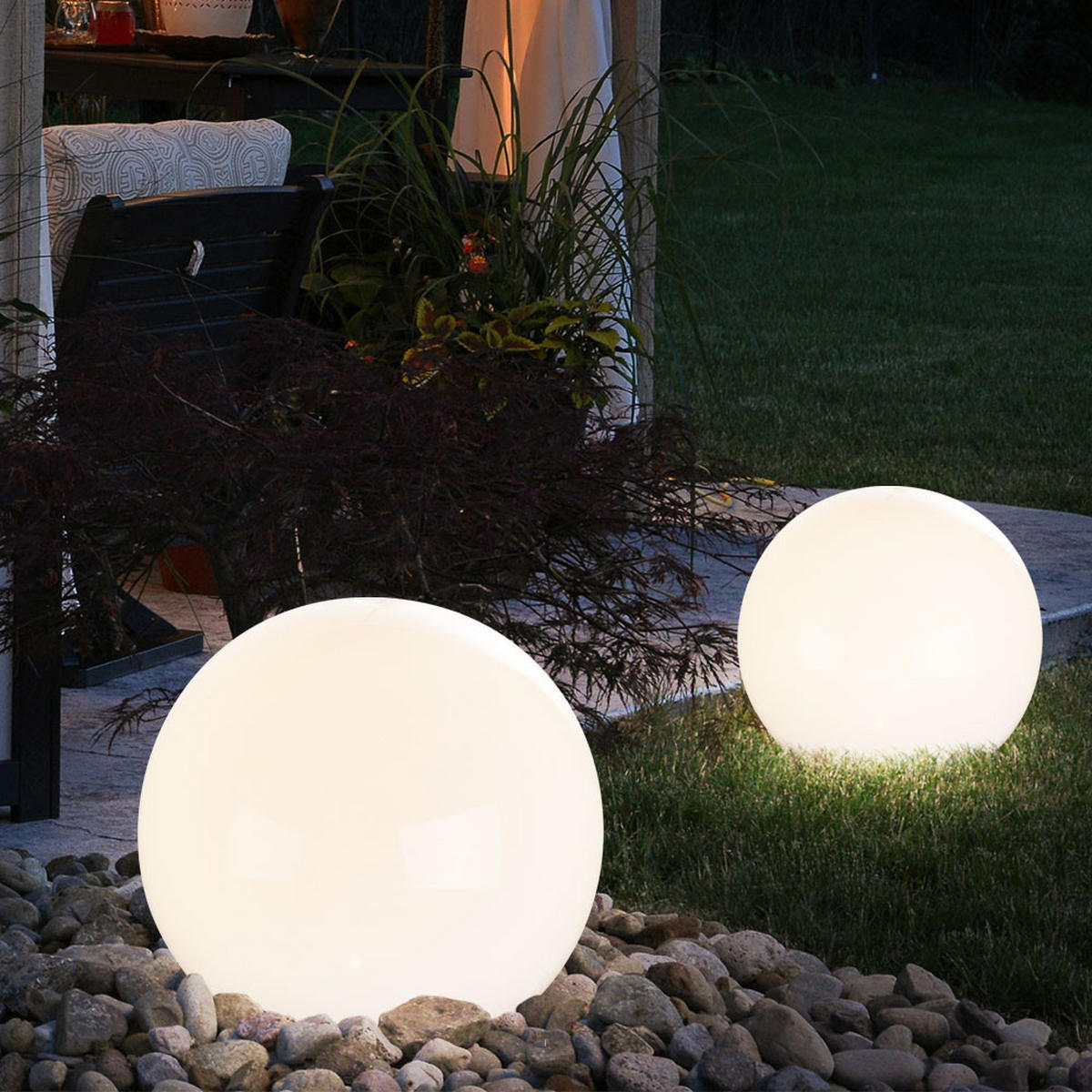 LED AUSSENLEUCHTE Kugel Weiß - Weiß, Kunststoff (15/15/42.5cm)