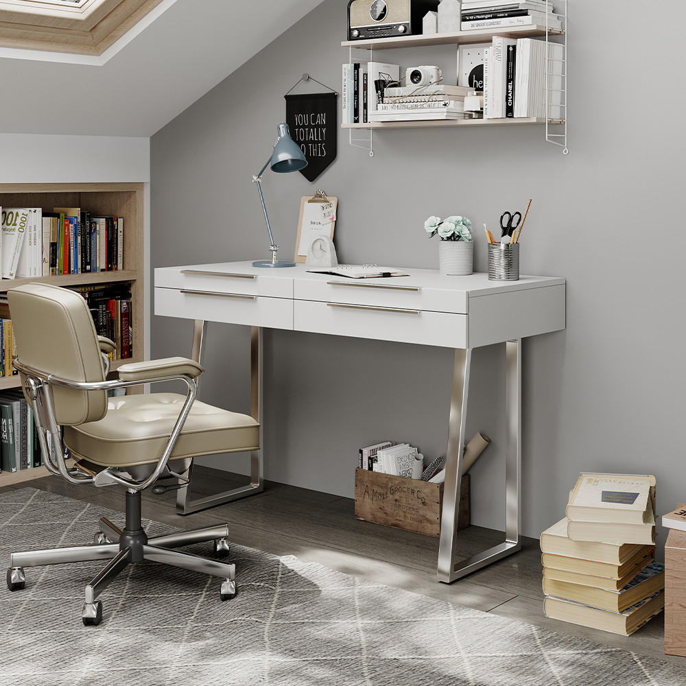 SCHREIBTISCH Alexia Weiß 120 x 50 cm mit Schubladen - Weiß, Holzwerkstoff (50/120/79cm) - Vicco