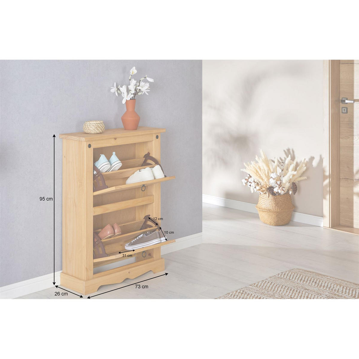 SCHUHKIPPER TEQUILA braun - Braun, Holz (73/95/26cm) - IDIMEX