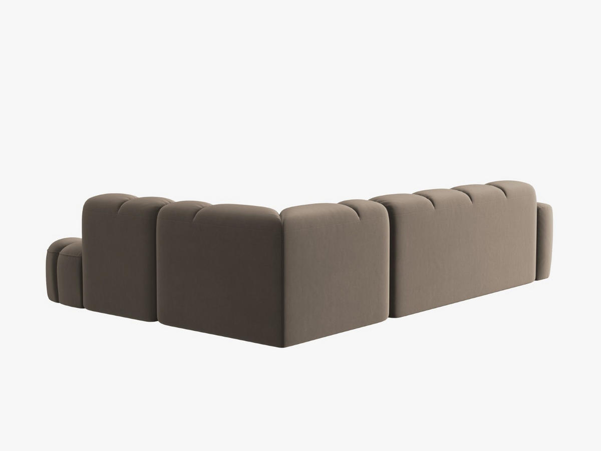ECKSOFA rechts Lisa aus Samt hellbraun 5 Sitzplätze - Hellbraun, Textil (234/293cm) - Micadoni
