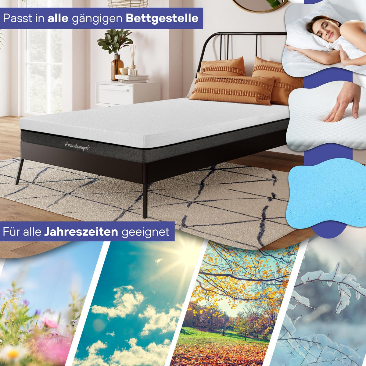 GEL-MATRATZE SARA, Höhe 16cm, 180x200cm - Weiß, Textil (180/200cm) - Arensberger