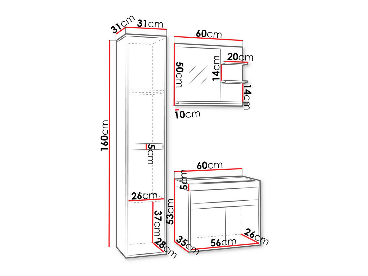 BADMÖBEL-SET Cyprus - Braun, Holzwerkstoff (31/160/31cm) - MIRJAN24
