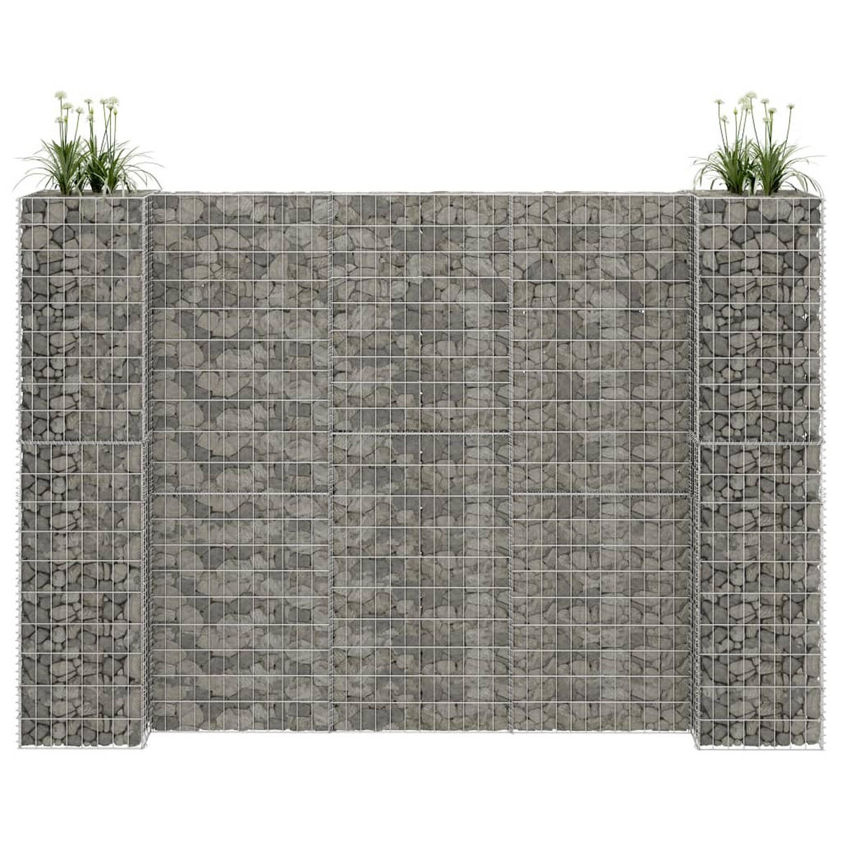 H-FÖRMIGER Gabionen-Pflanzkorb Stahldraht 260x40x180 cm - Silberfarben, Metall (260/180/40cm)