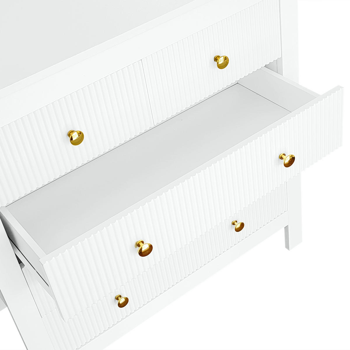 KOMMODE DE-37632 79/39,5/80,5 cm mit 5 Schubladen Weiß - Weiß, Holzwerkstoff (79/80.5/39.5cm) - ComfortXL