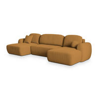 ROHOVÁ SEDAČKA SAVONA žlutá - černá/žlutá, dřevo/textil (320/148cm) - MASSENO