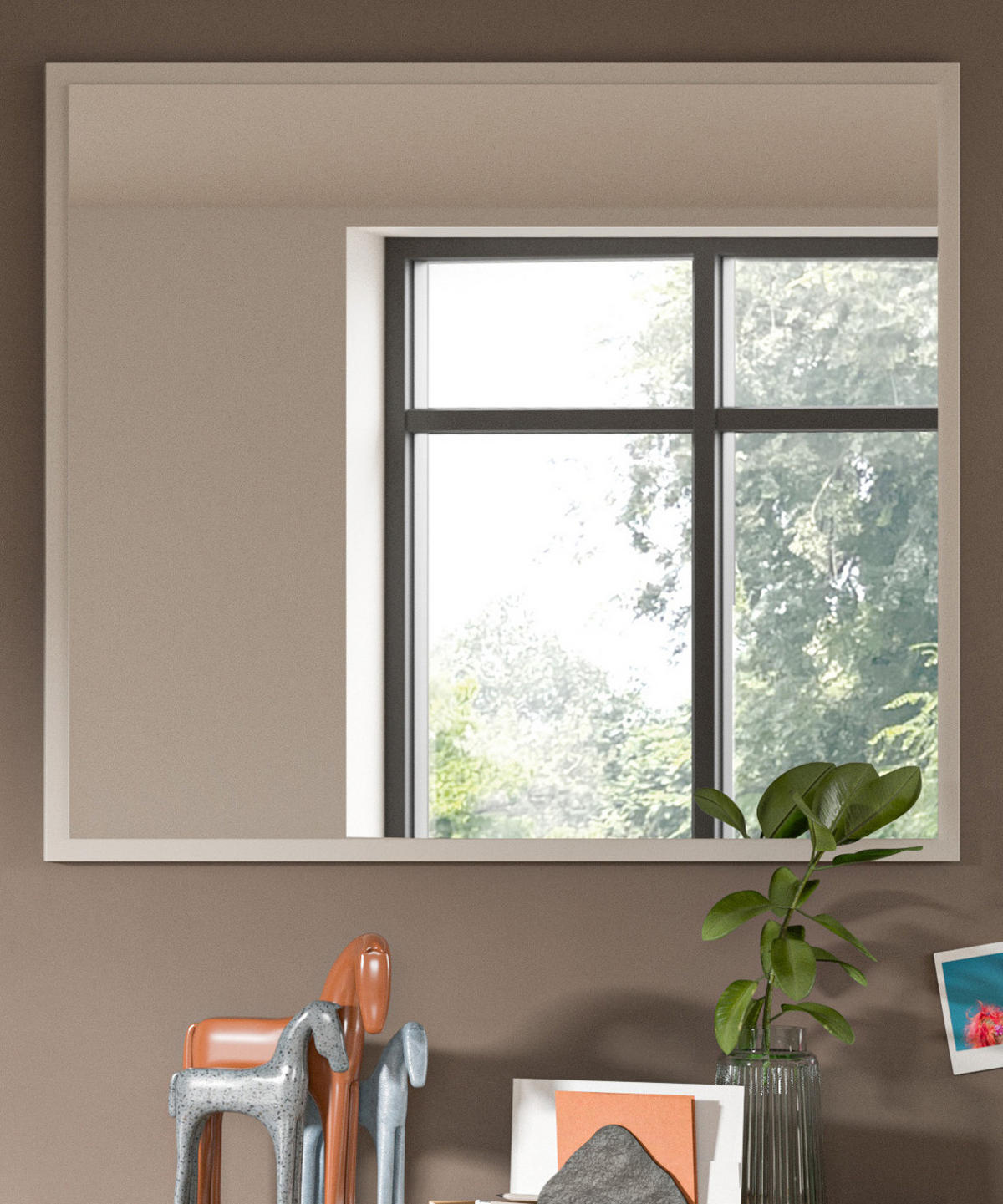 GARDEROBENSPIEGEL Kaschmir Sand, Flur Spiegel 80 x 70 cm Skid - Kaschmir, Glas/Holzwerkstoff (80/70/2cm) - Inn.Furn