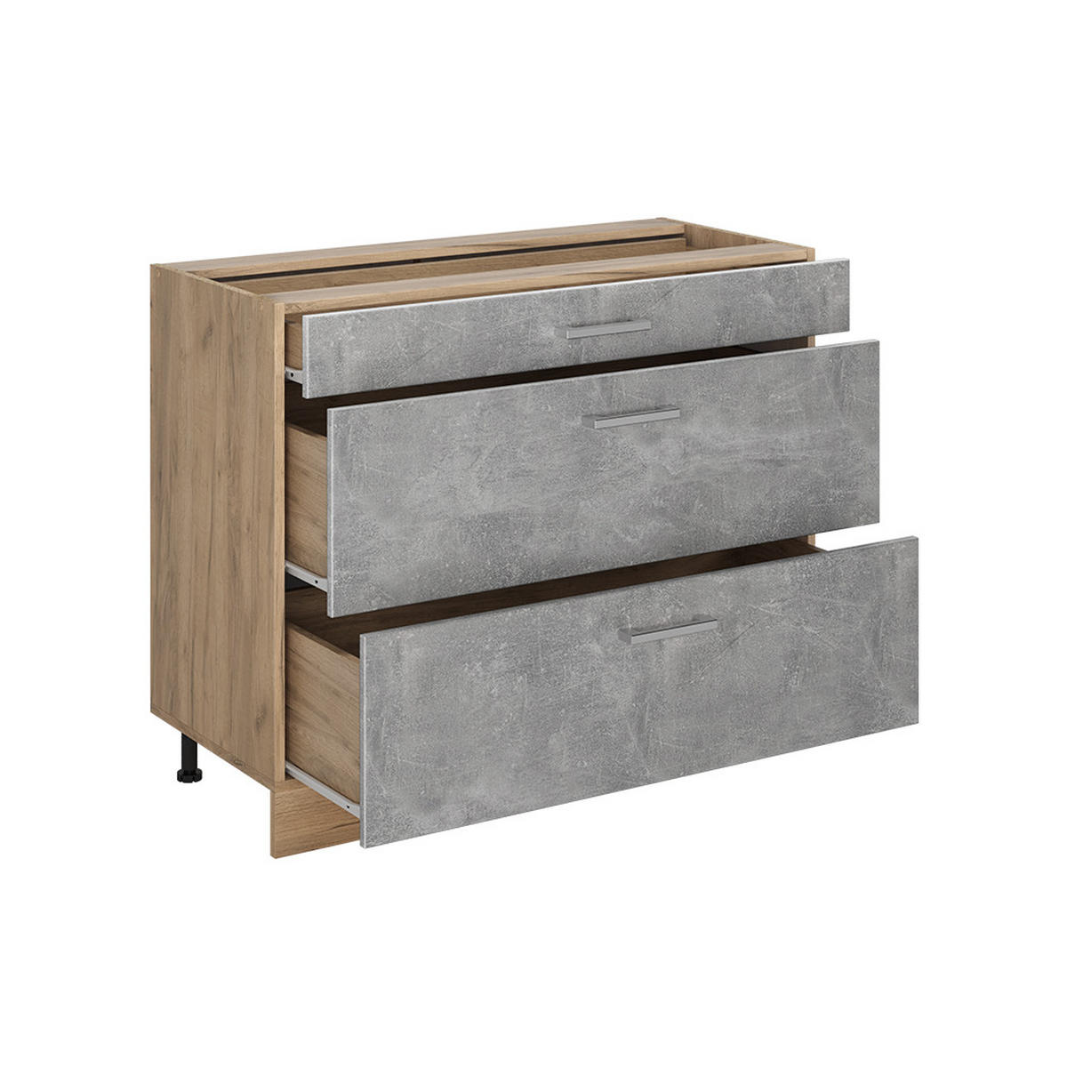 KÜCHENUNTERSCHRANK R-Line, Beton/Goldkraft Eiche, 100 cm Arbeitsplatte Anthrazit - Eichefarben/Grau, Holzwerkstoff (100/81.6/60cm) - Vicco