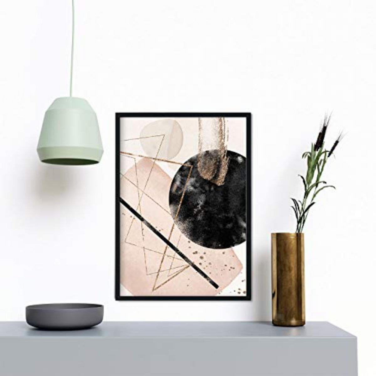 POSTER Set mit 4 Abstrakte Formen und Figuren Braun A4 Schwarzer Rahmen - Schwarz, Papier (29.7/3cm) - Nacnic