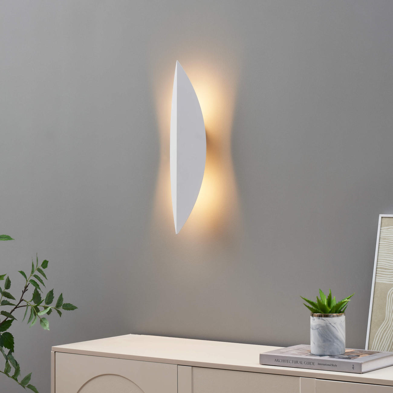 WANDLEUCHTE Moana, Weiß, 40cm - Weiß, Metall (10/40/10cm) - KOSILUM