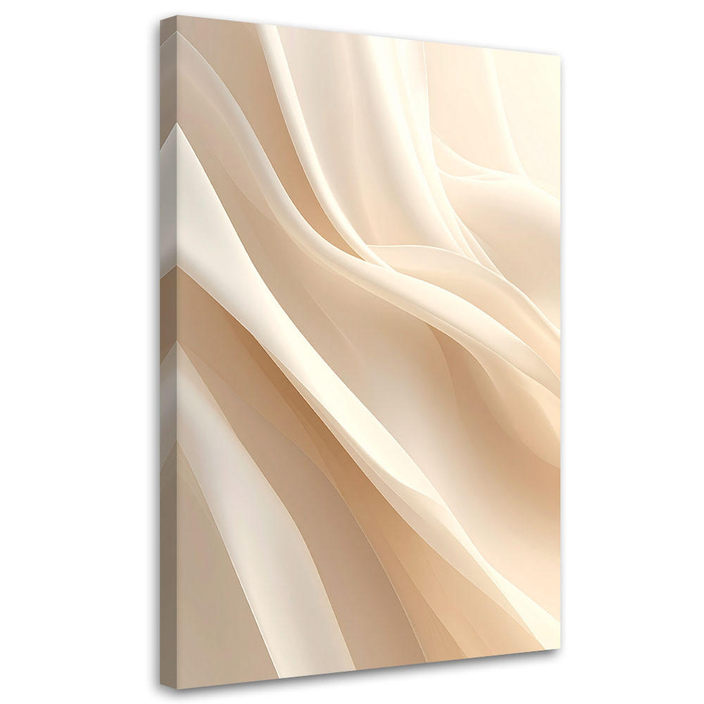 LEINWANDBILDER, Abstrakte cremefarbene Wellen in einer eleganten Komposition - Beige, Textil (40/60cm) - Feeby