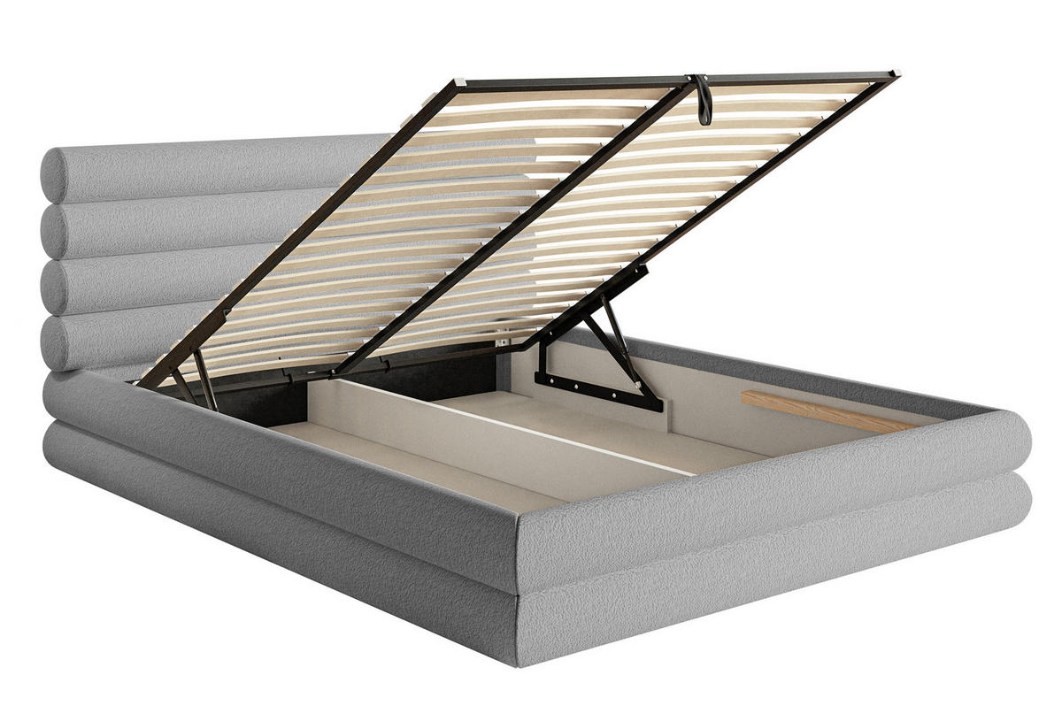 POLSTERBETT Buffalino Hellgrau Boucle 160/200 cm - Hellgrau, Kunststoff/Textil (160/200cm) - Selsey