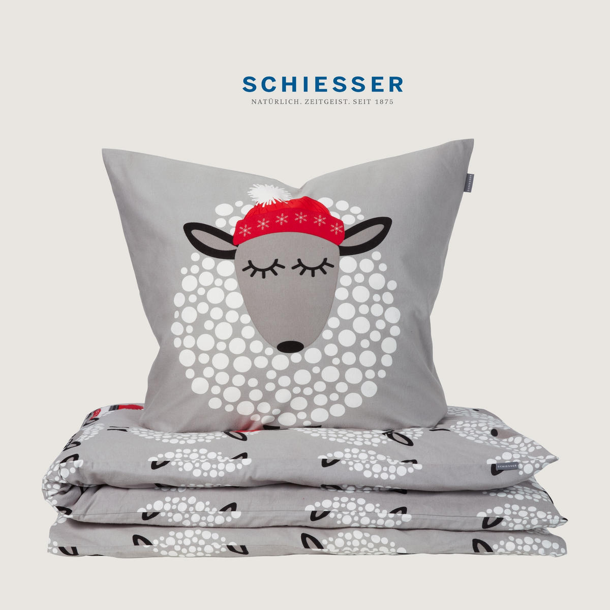 BETTWÄSCHESET Sippa - Feinbiber - 2-teilig - 135 x 200 cm - Grau - Grau, Textil (135/200cm) - SCHIESSER