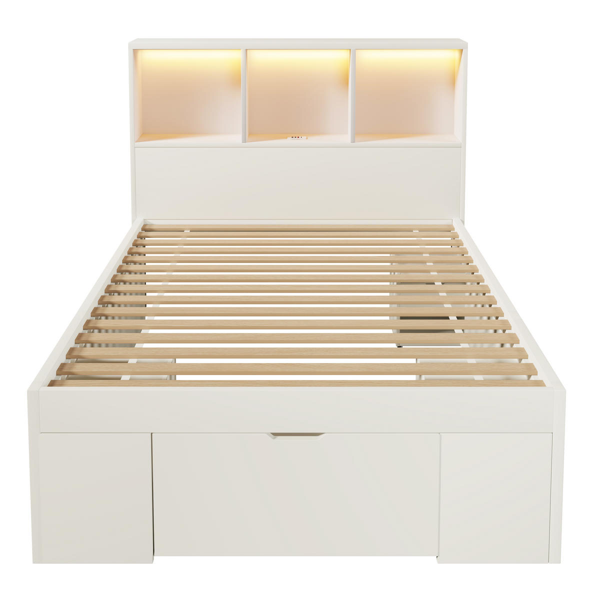 KINDERBETT 90/200 cm DE-00752, in Weiß, Nachttisch - Weiß, Holz (90/200cm) - ComfortXL