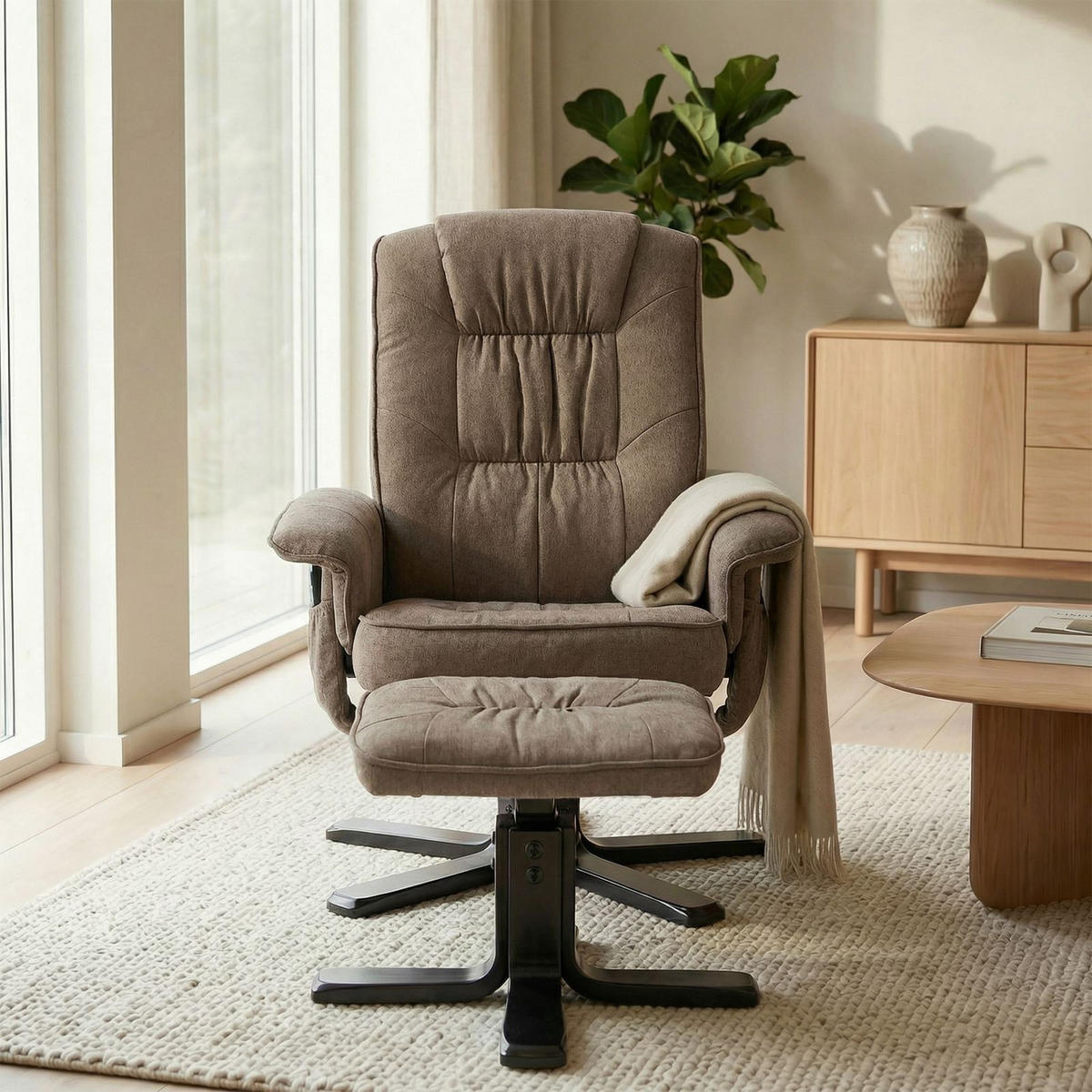 RELAXSESSELSET CHARLY - Braun, Textil (76/87/61cm) - IDIMEX