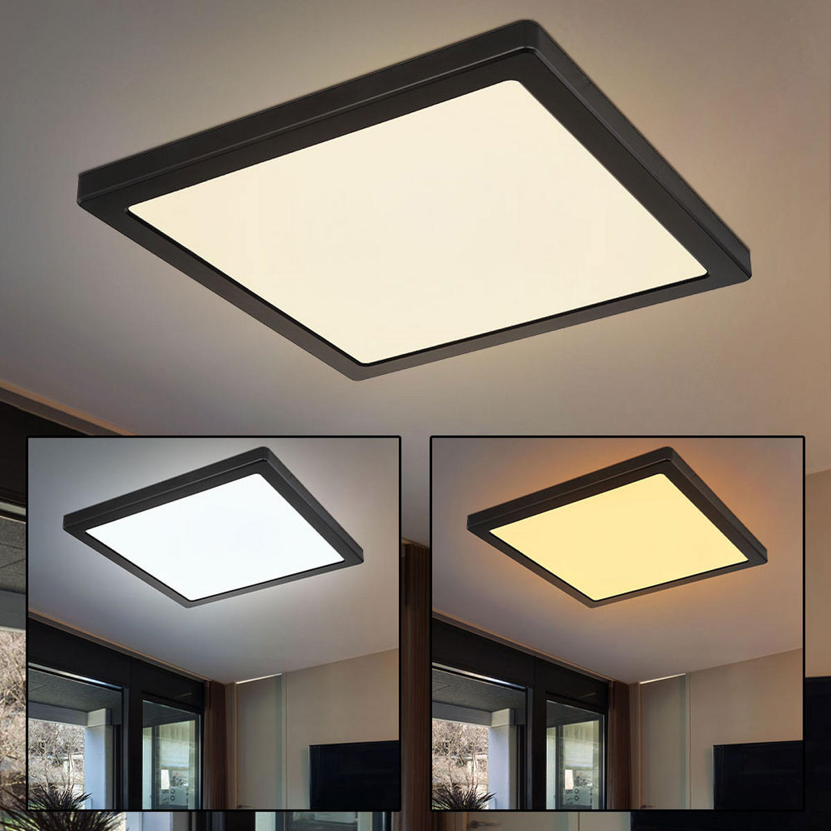 LED DECKENLEUCHTE Lasse Schwarz Weiß - Schwarz, Kunststoff (29.1/29.1/1.7cm) - Globo Lighting