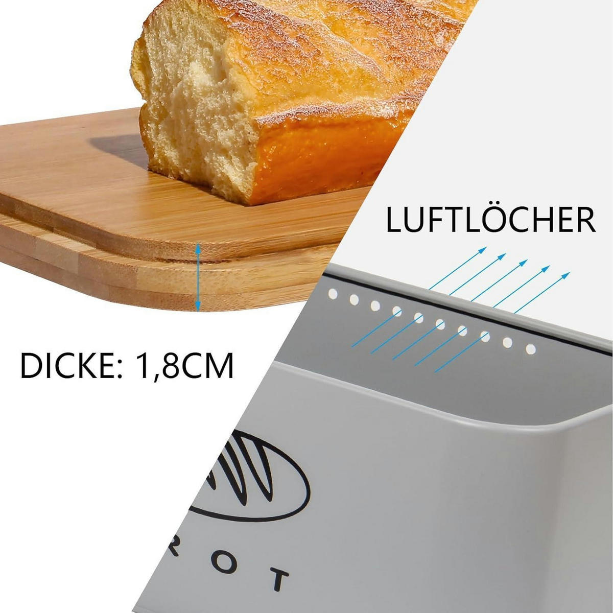 BROTKASTEN Grau 30 cm - Multicolor, Metall (18/14/30cm)