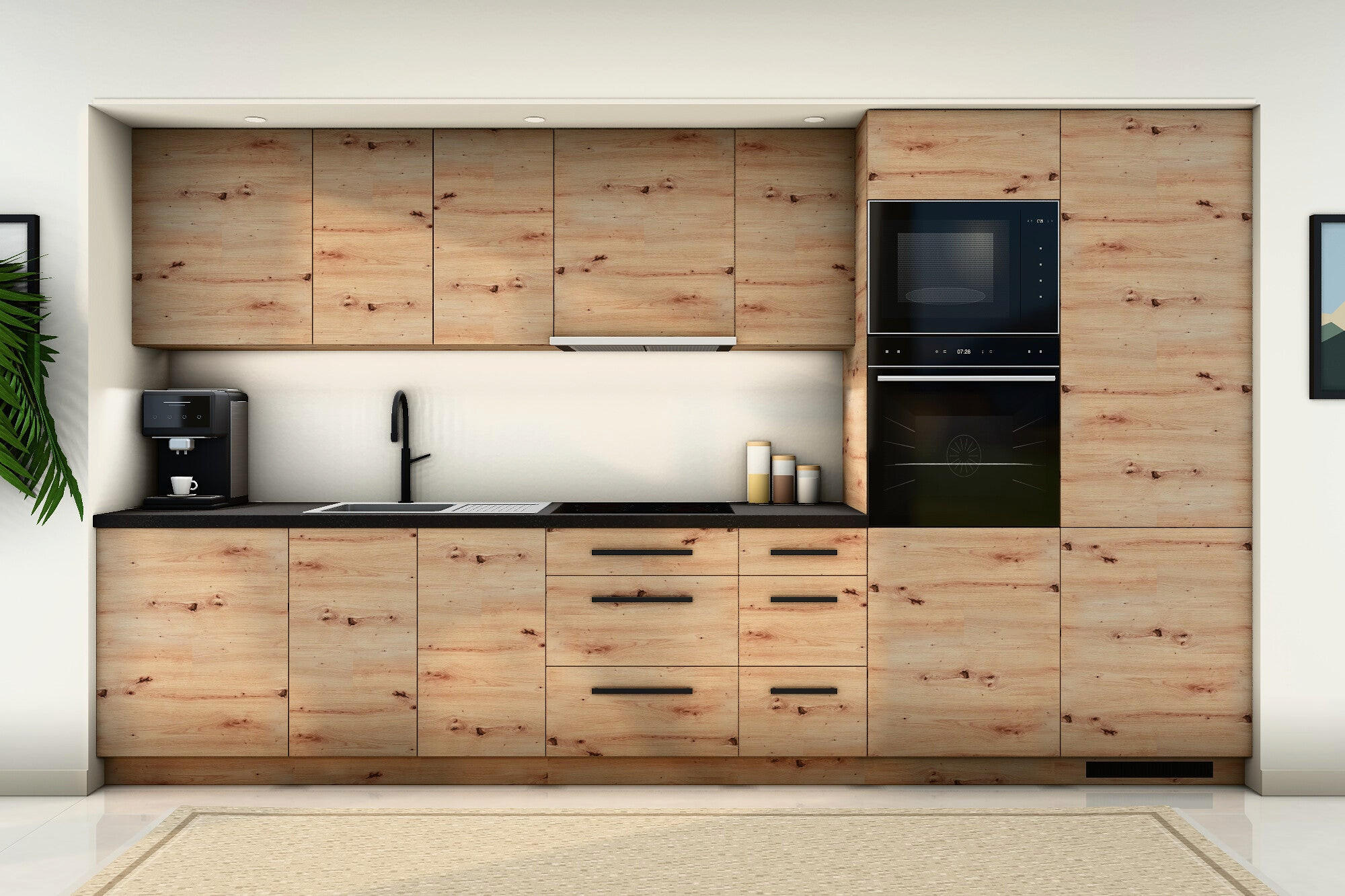 KÜCHENZEILE Nexa Woodline & Artisan-Eiche – 360 cm – KÜ-NEXA-002 - Hellbraun, Holzwerkstoff (360/212/58cm) - ROYAL24_MARKT