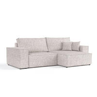 ECKSOFA CAVO mit Schlaffunktion Beige im Neve Stoff - Beige/Schwarz, Holz/Holzwerkstoff (255/148cm) - AltaBeds