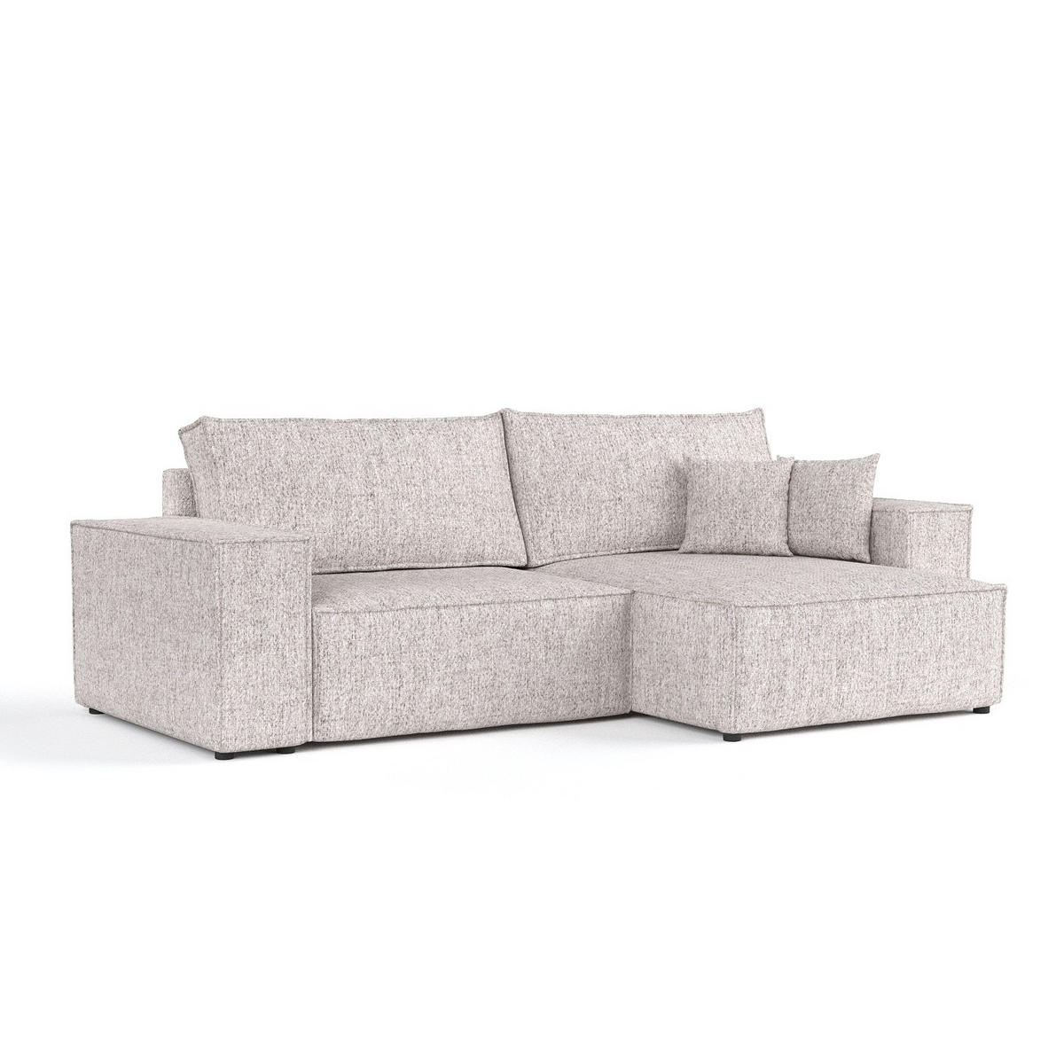 ECKSOFA CAVO mit Schlaffunktion Beige im Neve Stoff - Beige/Schwarz, Holz/Holzwerkstoff (255/148cm) - AltaBeds