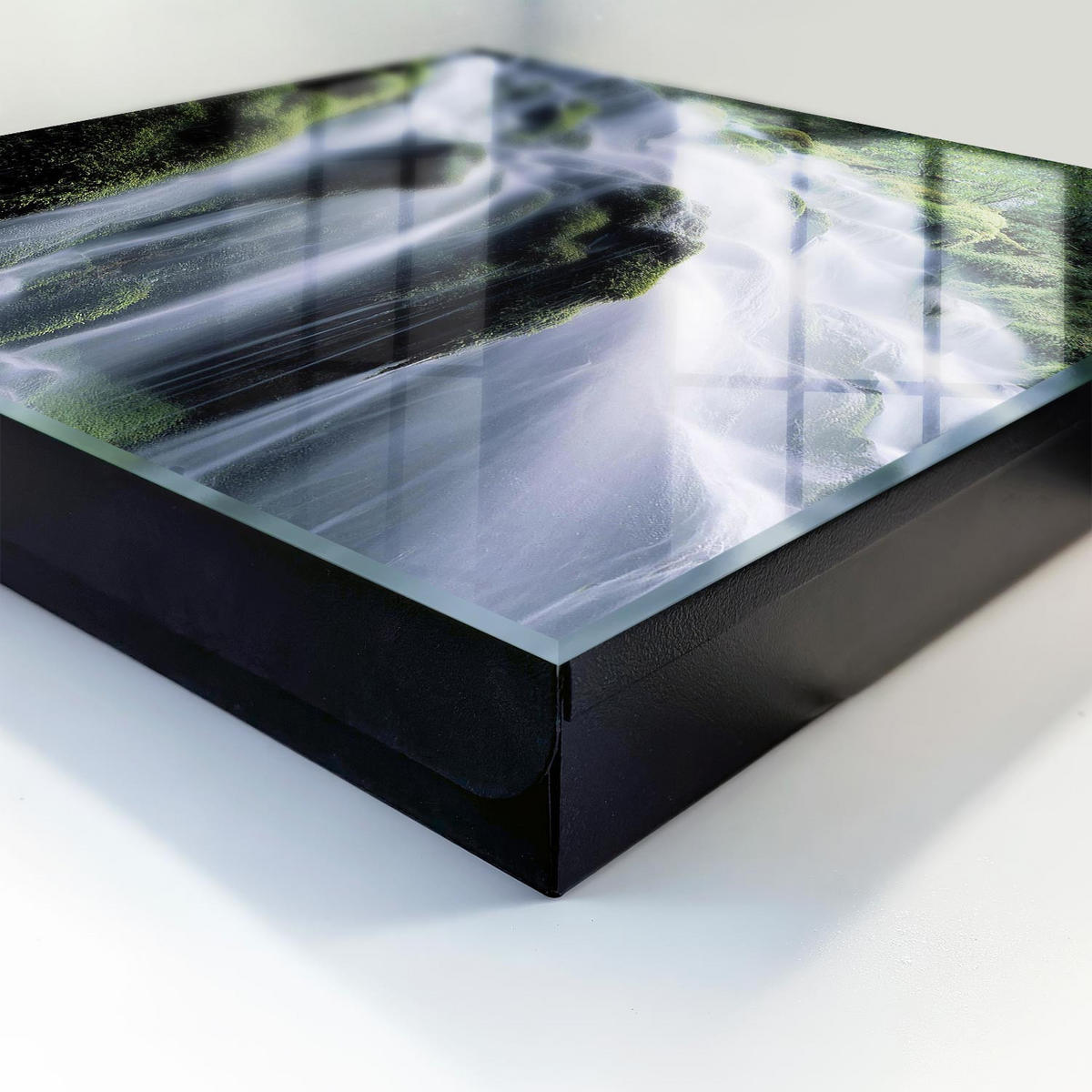 SCHLÜSSELBOX Schwarz 30x30 cm- Türöffnung nach rechts - Grüner Wasserfall - Grün, Metall (30/30/5cm) - TULUP