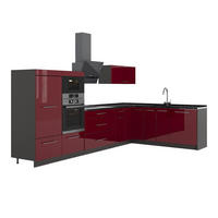 KUHINJA U OBLIKU SLOVA L Fame-Line, Bordo visokog sjaja/Antracit, 347 x 207 cm, RP Antracit - bordo/antracit, drvni materijal (347/153.6/60cm) - Vicco