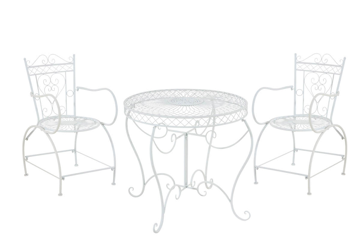BALKONSET Bistroset Lorin Metall Weiß 2 Personen - Weiß, Metall - DELUKE