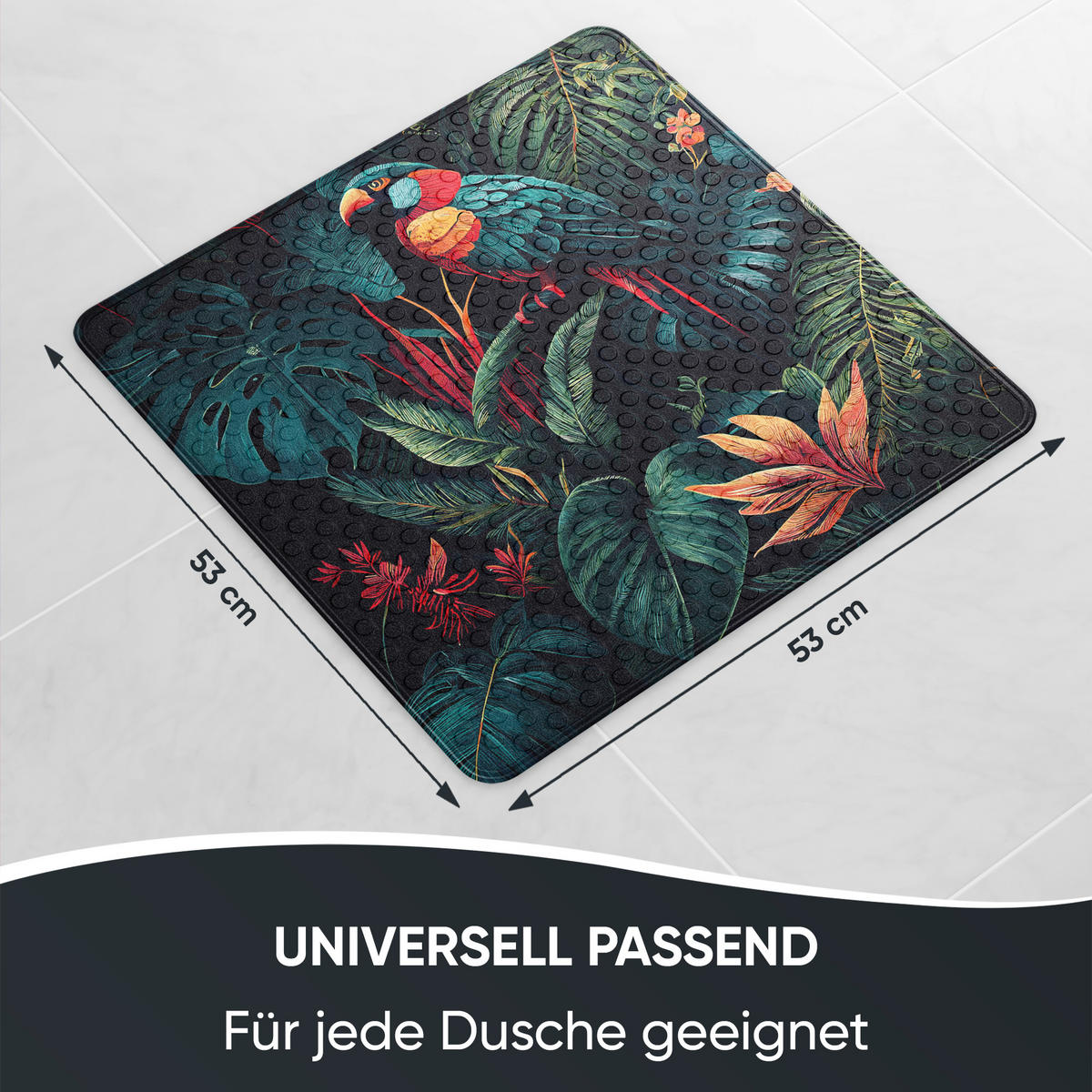 BADEMATTE Exotic - Grün, Kunststoff (53/53cm) - Sanilo