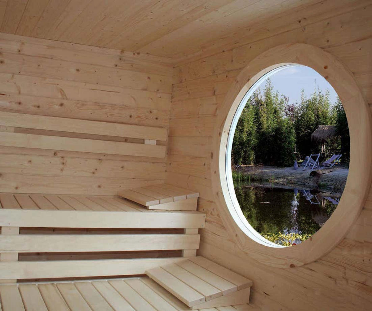 GARTENSAUNA Holz Cubus - Naturfarben, Holz (264/257/321cm) - FinnTherm