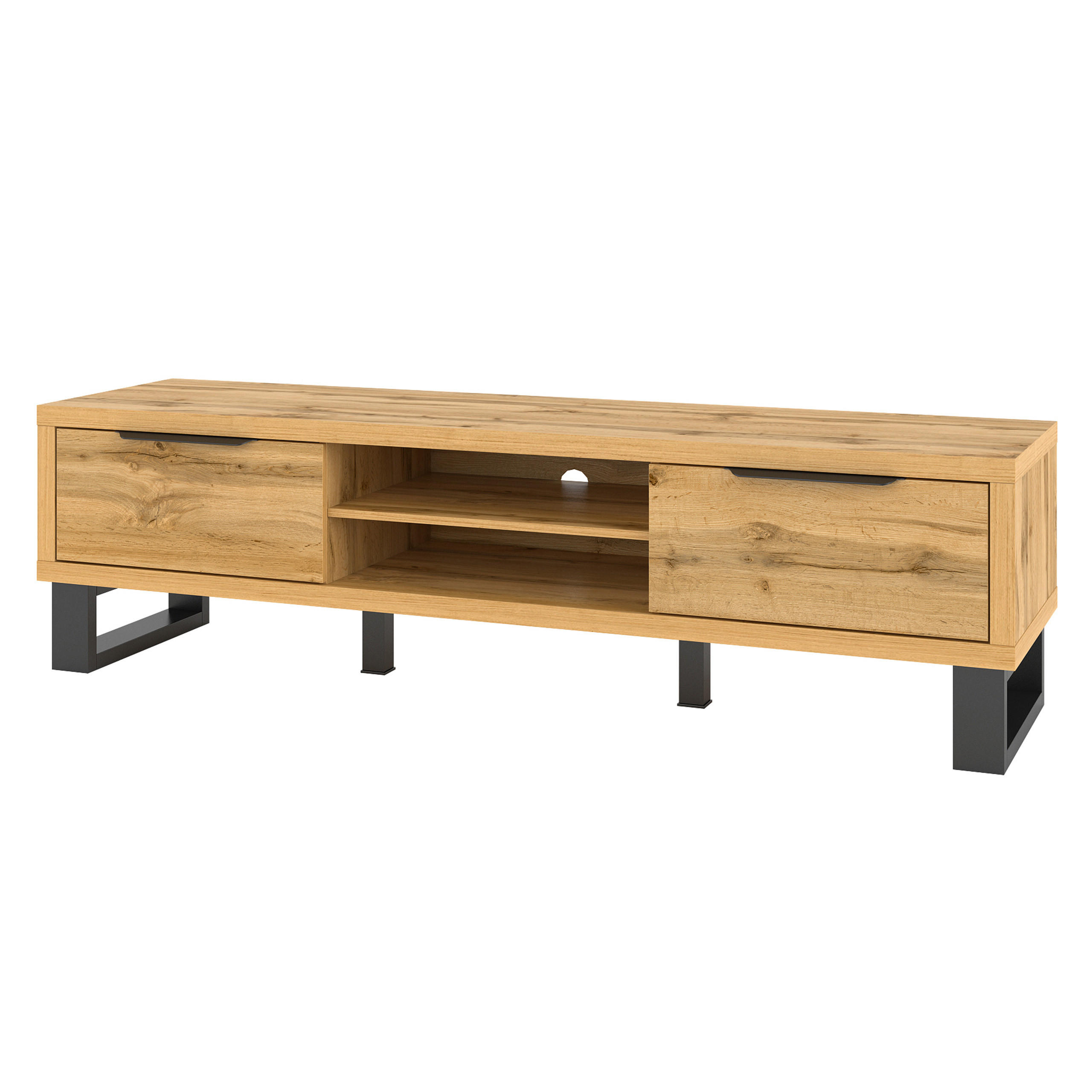 LOWBOARD HALENZA 180x50x50 cm mit 2 Türen Eiche Wotan - Eiche Wotan, Holzwerkstoff (180/50/50cm) - MASSENO