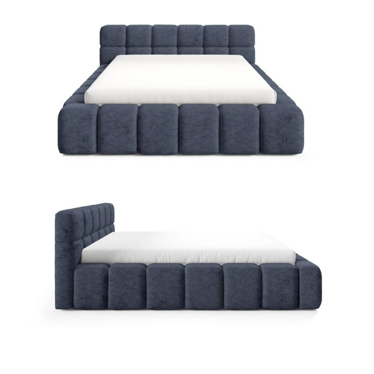 POLSTERBETT NUBO Premium 180x200 cm mit Bettkasten – PERFECT HARMONY 77 - Dunkelblau, Holz (180/200cm) - Dekori_Interiors