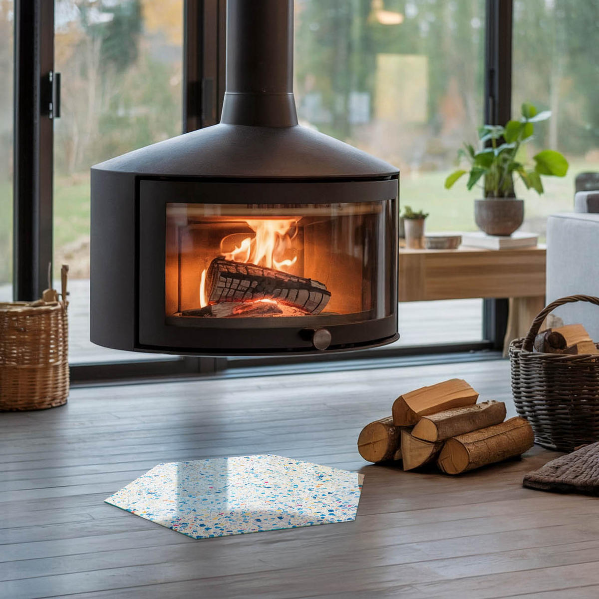 GLASPLATTE für Kamin h40 cm - Weiß, Glas (40/40/0.4cm) - TULUP