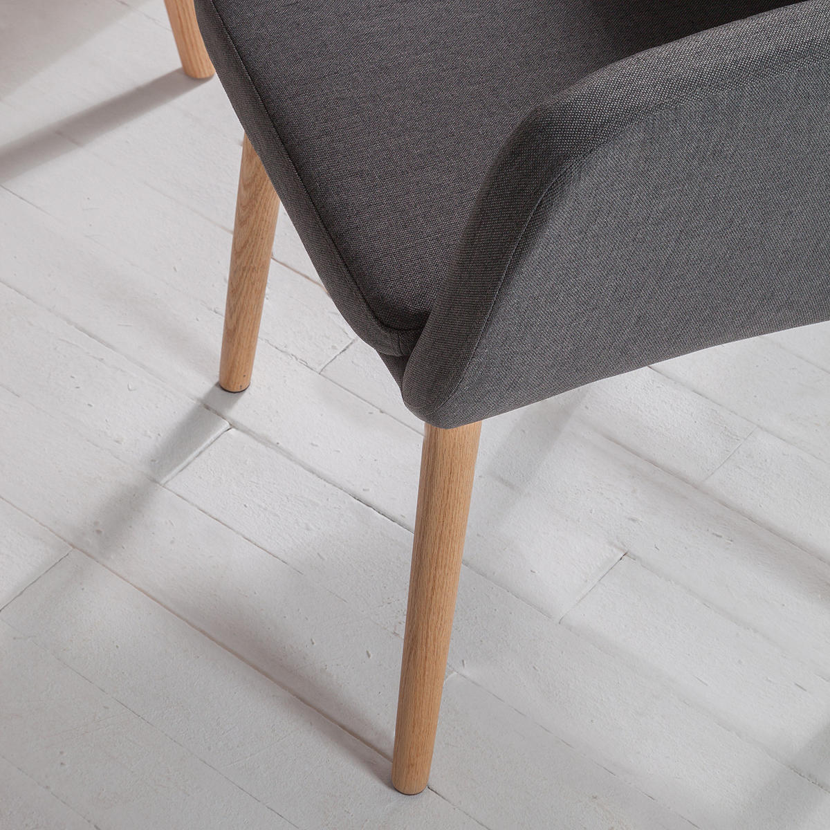 ARMLEHNENSTUHL - Webstoff / Eiche massiv - Dunkelgrau, Textil (62/84/60cm) - home24