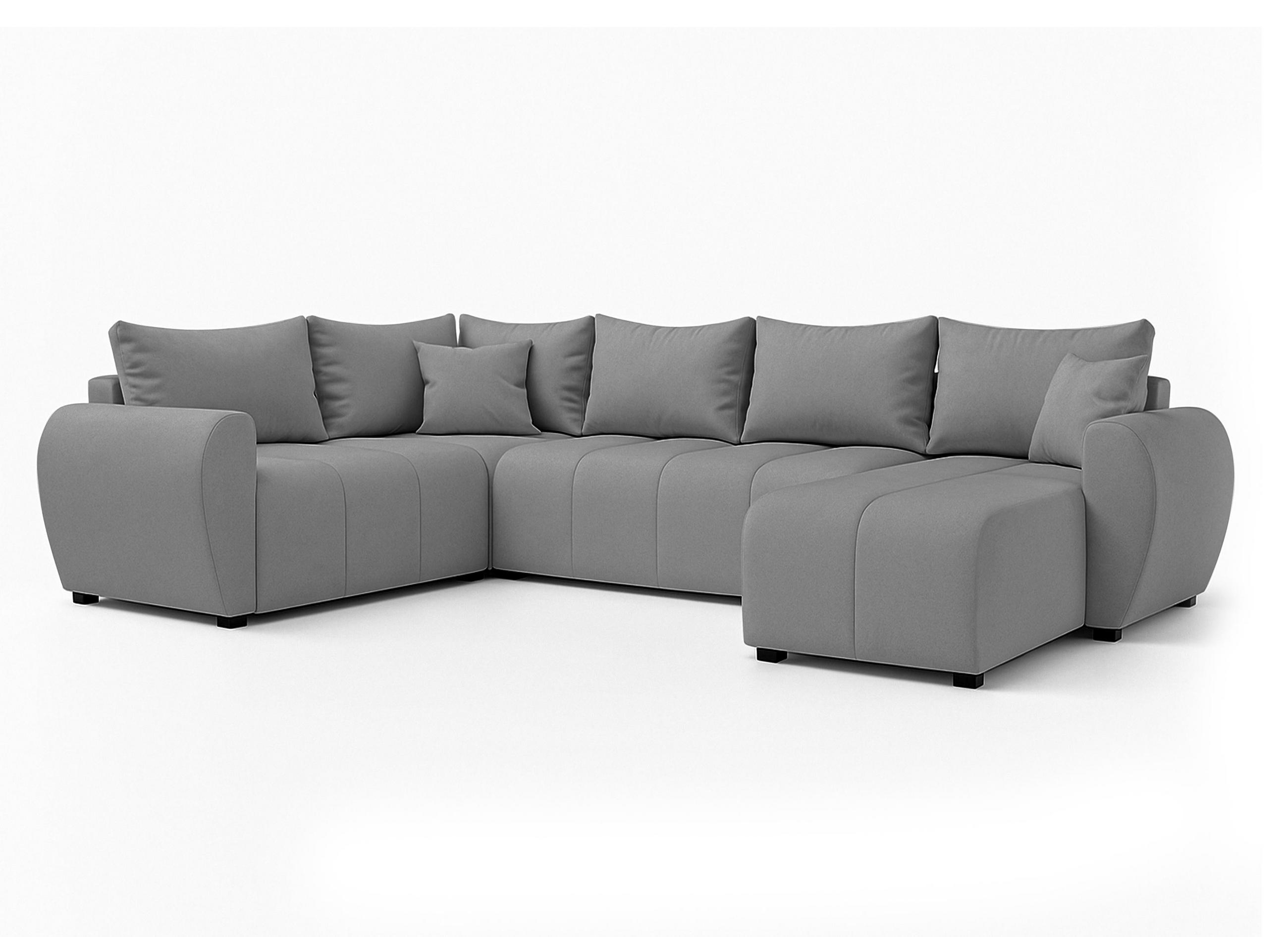 WOHNLANDSCHAFT Malatya U Form MAX Hellgrau 311/145/82 cm mit Schlaffunktion - Hellgrau/Schwarz, Kunststoff/Textil (303/82/208cm) - AX Living