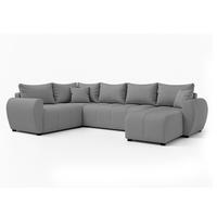 WOHNLANDSCHAFT Malatya U Form MAX Hellgrau 311/145/82 cm mit Schlaffunktion - Hellgrau/Schwarz, Kunststoff/Textil (303/82/208cm) - AX Living