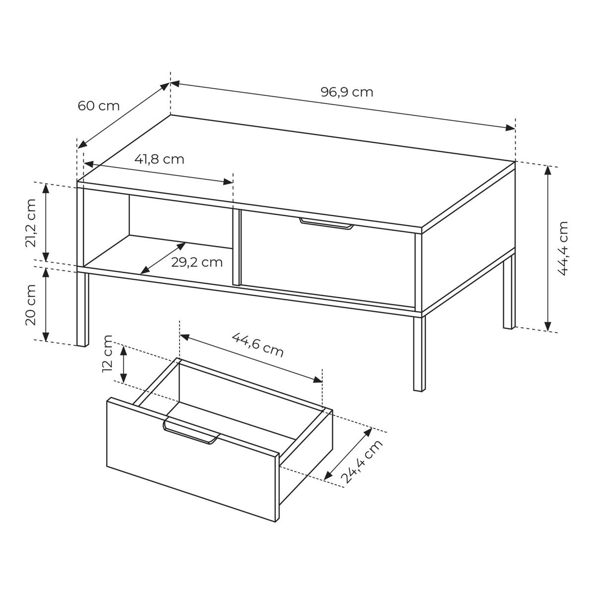 COUCHTISCH LORENZO 96,9/44,4/60 cm Anthrazit - Anthrazit, Holzwerkstoff (60/96.9/44.4cm) - MASSENO