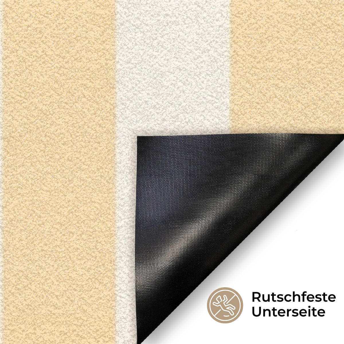 FUSSMATTE Blau – Gelb – Streifen – La Dolce Vita 90x60 cm - Hellgelb, Kunststoff (90/0.4cm) - MuchoWow