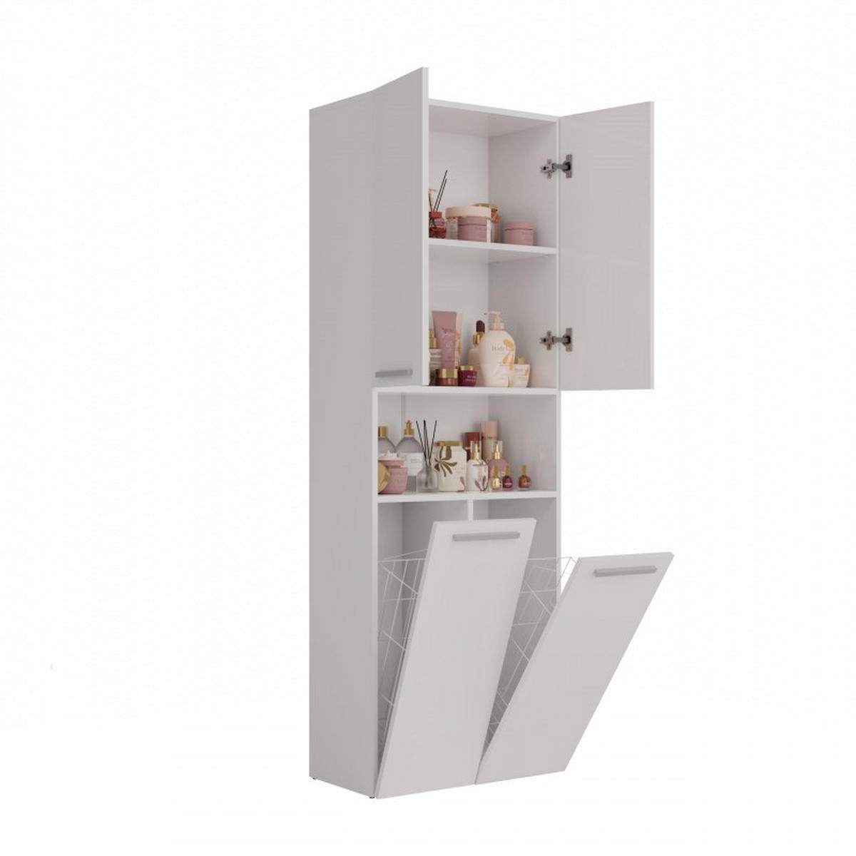 SKRIŇA do kúpeľne - biela, kompozitné drevo (60/174/30cm) - RAUMHIRSCH FURNITURE