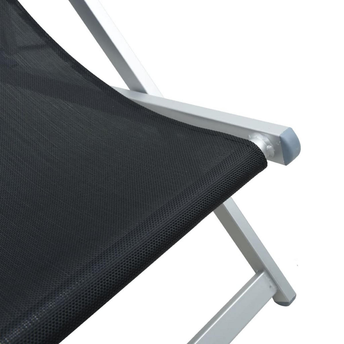 STRANDSTÜHLE 2Er Set Klappbar Schwarz Aluminium Und Textilene - Schwarz, Metall (57/80/97.5cm) - vidaXL