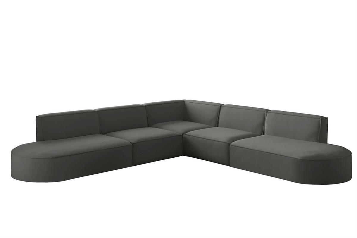 ECKSOFA Universal Palma Opera Velvet - Anthrazit, Holzwerkstoff/Textil (276/276cm) - Fun Möbel