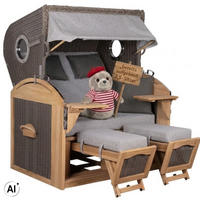 STRANDKORB XL Schillig Bullauge - Braun/Grau, Metall (142/170/95cm) - Mr. Deko