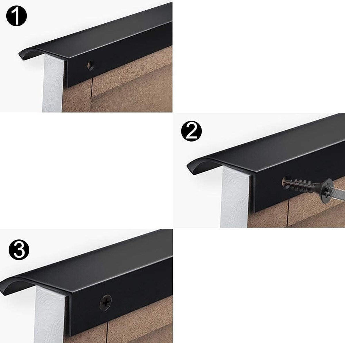 GRIFF 4er-Set Schwarz unsichtbar Aluminium 20 cm Möbel Schrank - Schwarz, Metall (2/4/20cm) - MCBOSON