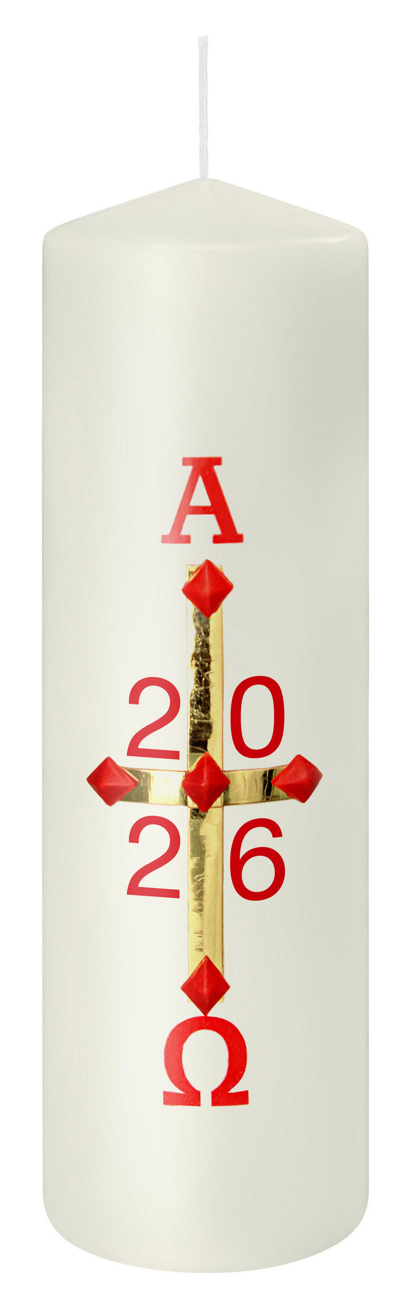 OSTERKERZE 165 x Ø 48 mm mit Jahreszahl - Beige, Paraffin (5/16.5/16.5cm) - Wiedemann Kerzen