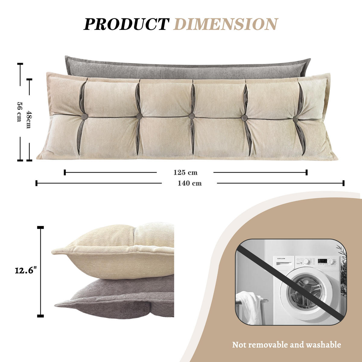 RÜCKENKISSEN Dekokissen Doppelschicht - Weiß, Textil (32/140/48cm) - Vercart
